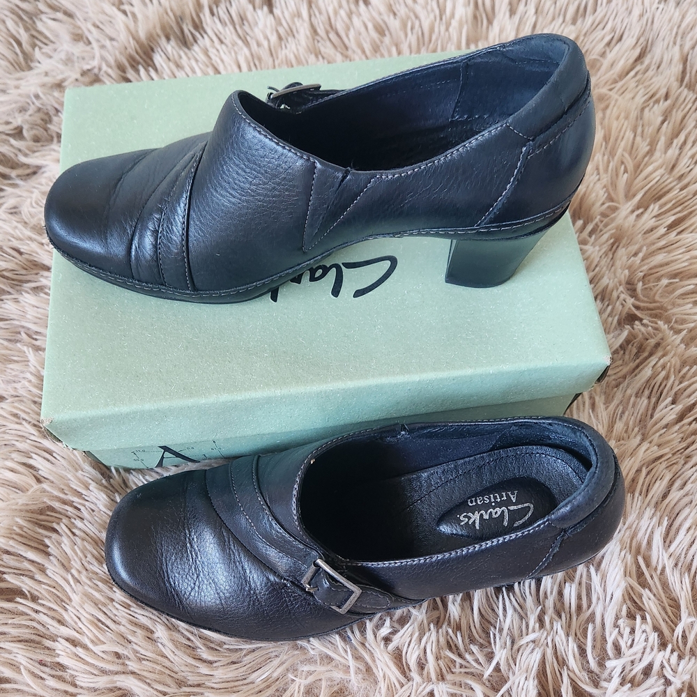 Clarks Artisan Women's Black Leather Upper Shoes Size 71/2 M